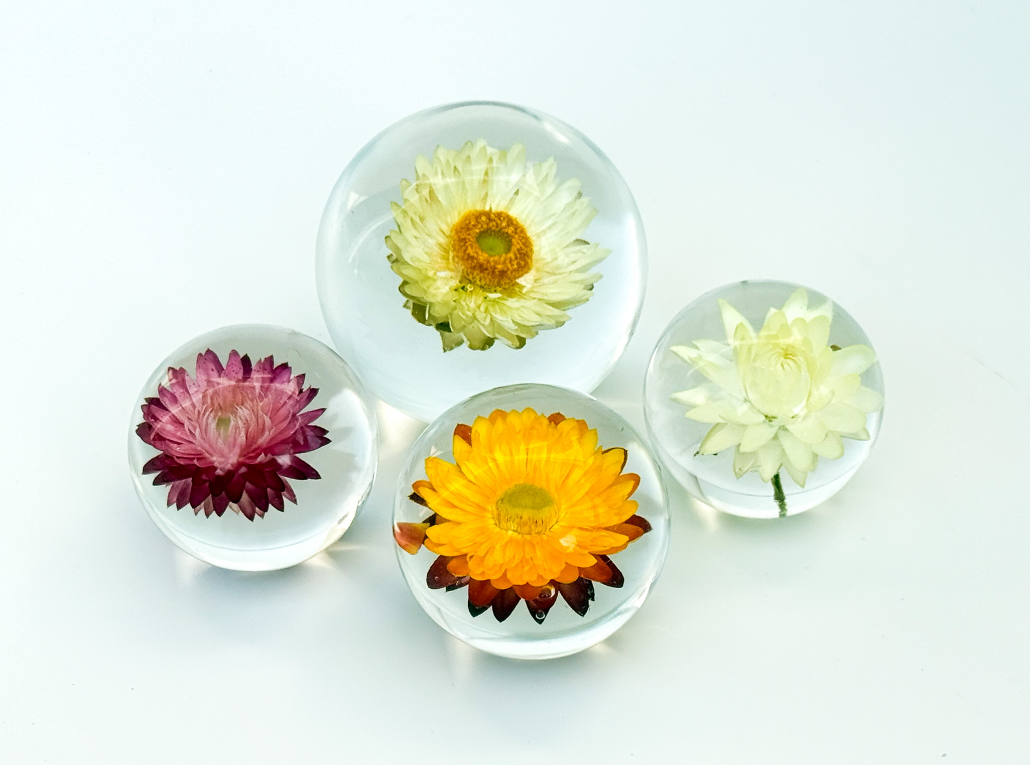 Group of four spheres top-down