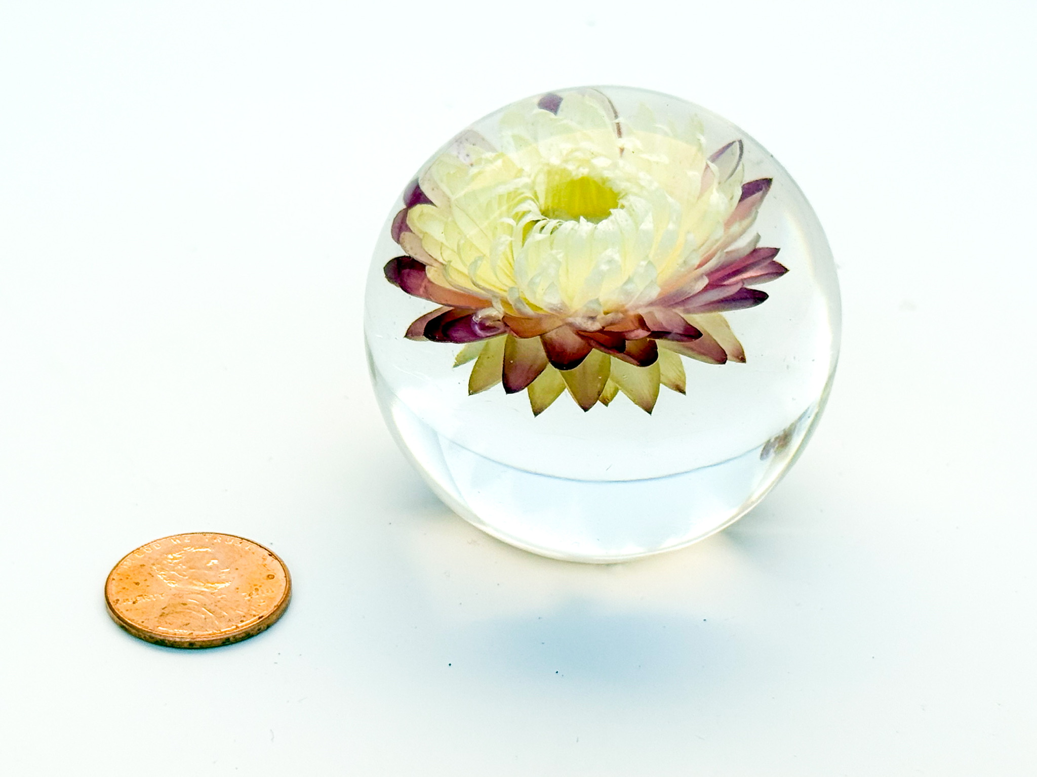 Medium Bloom Sphere with penny for scale
